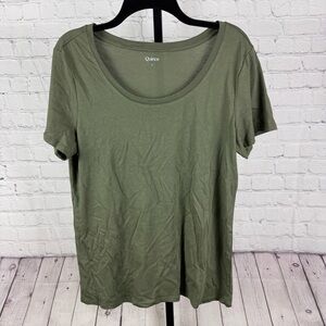 Quince Cotton Modal Scoop Neck Tee Dark Olive Size Large